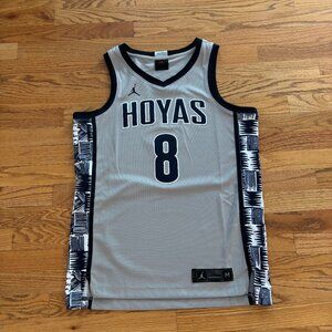 Georgetown Hoyas NIKE JORDAN Medium ELITE Basketball Mens #8 Jersey Gray